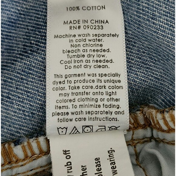 PacSun Womens Two Tone Distressed Mom Jeans Blue Cotton Button Fly Raw Hem 25/26 - Picture 10 of 11